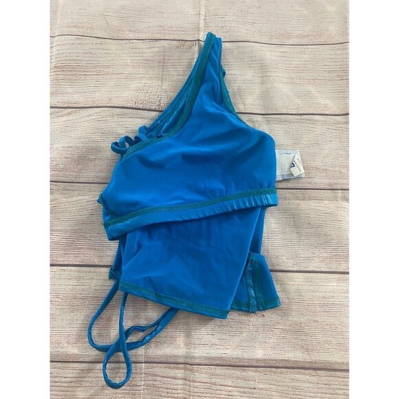 Cheerleader Danz Team Blue Shimmer Asymmentrical Cheer leading Top - Small - Picture 9 of 12